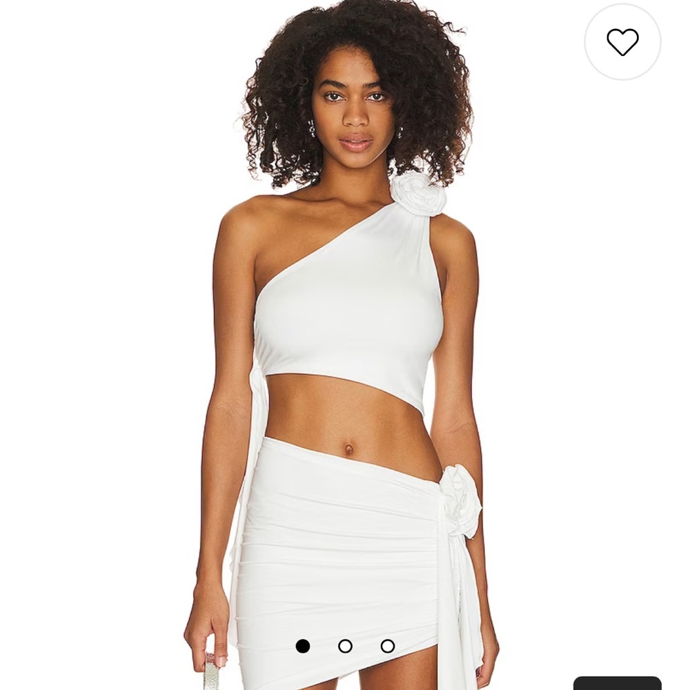 LOVERS + FRIENDS X MAGGIE MACDONALD CORDELIA TOP AND SKIRT SET IN WHITE.